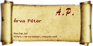 Árva Péter névjegykártya