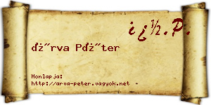 Árva Péter névjegykártya